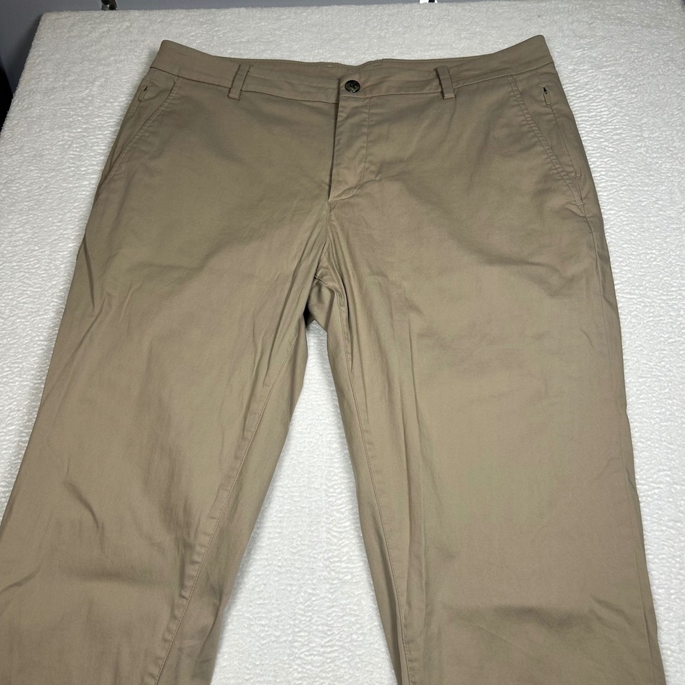Birddogs Khaki Pants Lined Stretch Chino Mens 36x32 Tan Flat Front Trousers